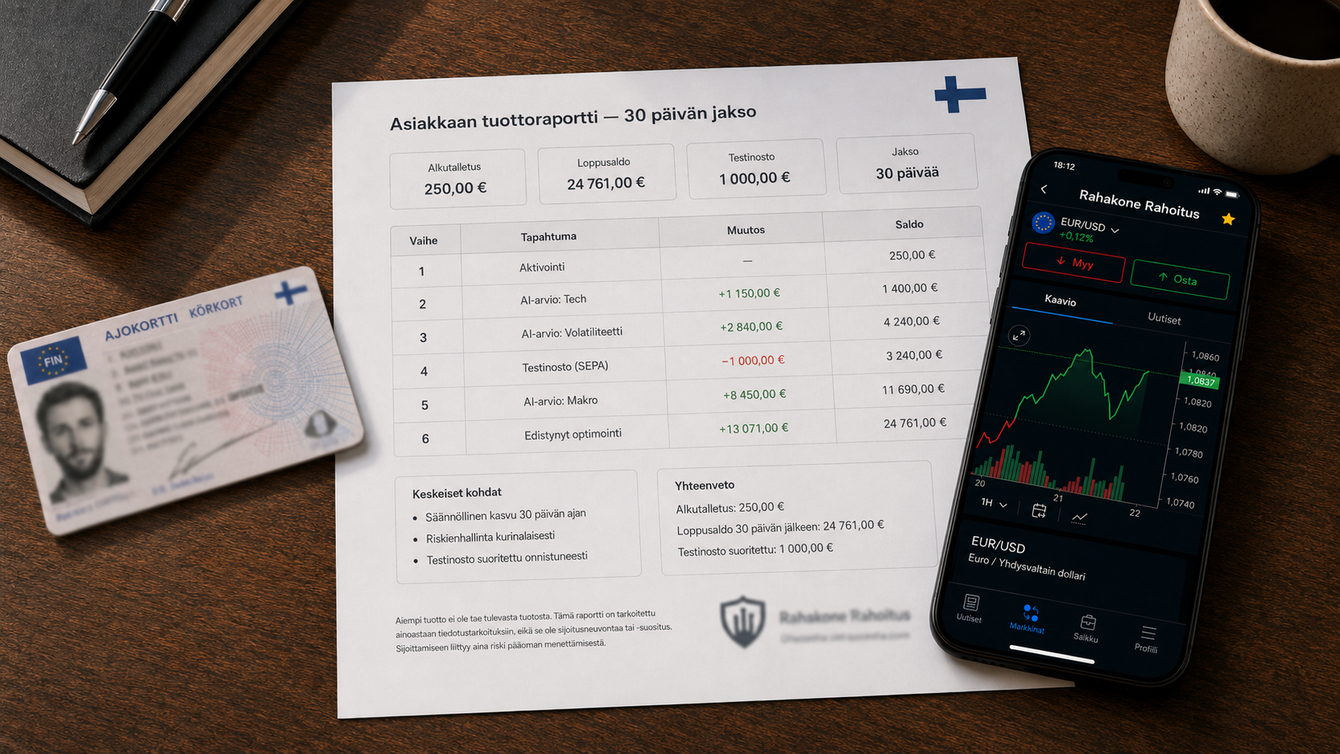Testitilimme kehitys 30 päivän aikana